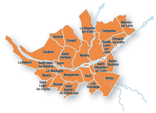 Les 24 communes de Nantes Métropole