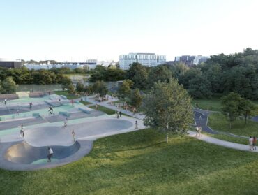 Une image d'architecte des équipements du futur skatepark.