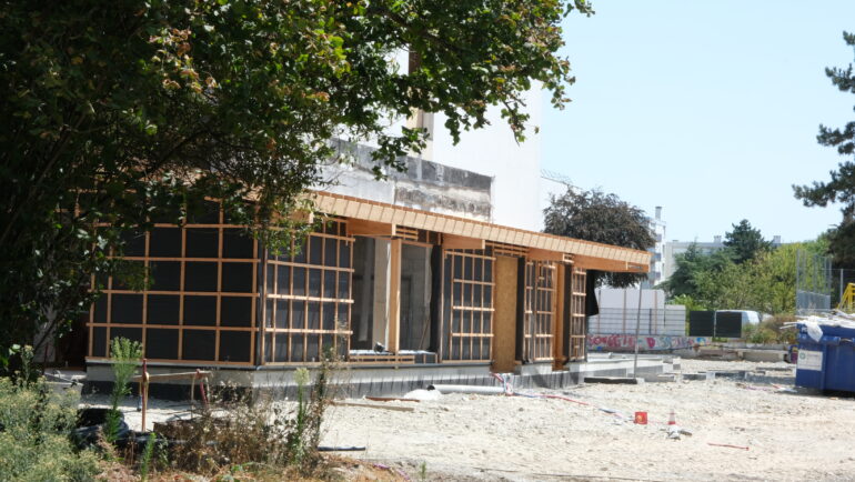 vu des travaux de l'extension en bois
